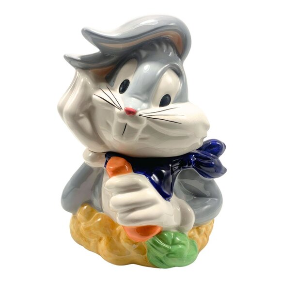 Bugs Bunny Ceramic Cookie Jar 12" Warner Bros Looney Tunes Carrot & Bow Tie - Picture 1 of 5